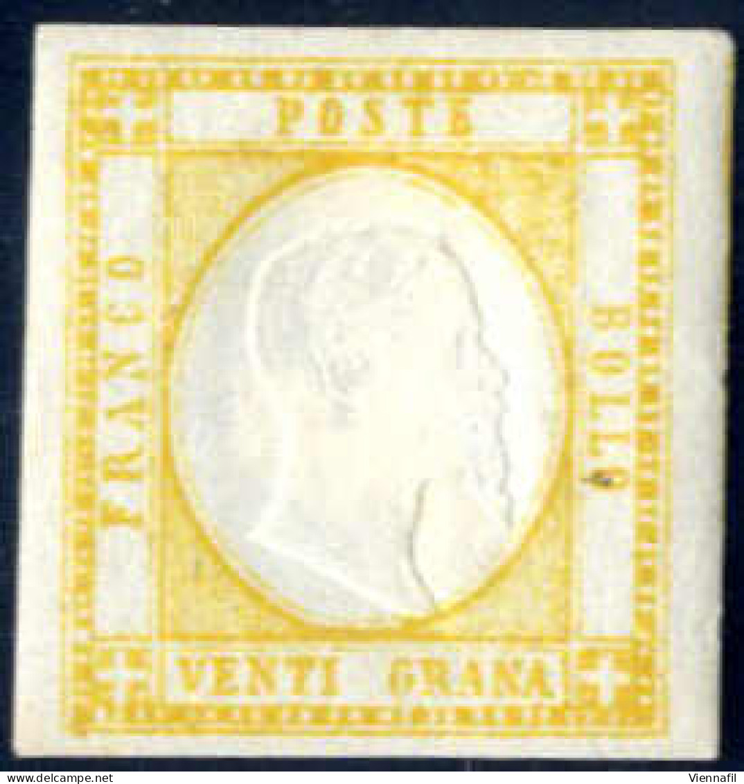 * 1861, Province Napoletane, 20 Grana Giallo, Ben Marginato Con Gomma Originale (Sass. 23, € 800). - Naples