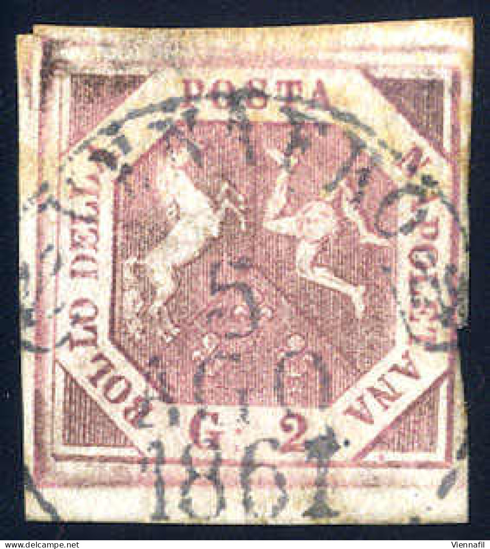 O "Venafro / 5 / AGO / 1861", Annulo A Cerchio Su 2 Gr. Rosso Brunastro, Prima Tavola, Annullo Di Pregio, Cert. Cardillo - Neapel