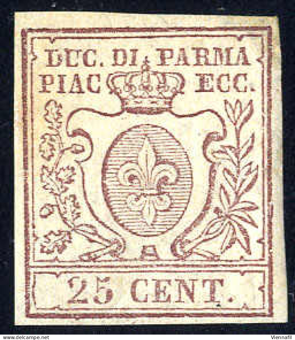 * 1857/59, 25 Cent. Bruno Lilla, Cert. Cardillo (S. 10 / 1400,-) - Parme