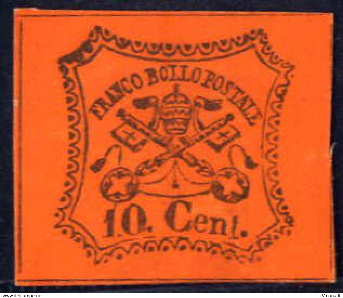 (*) 1867, 10 C. Vermiglio Arancio, Ben Marginato, Nuovo Senza Gomma (Sass. 17, € 1.125). - Kirchenstaaten