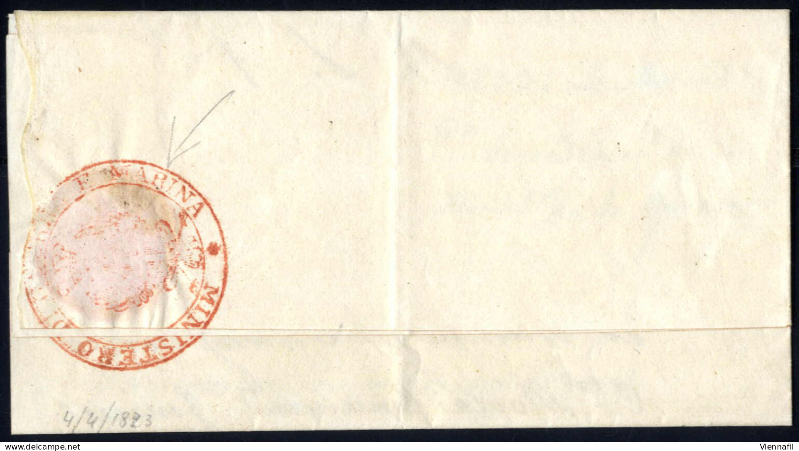 Cover 1823, Lettera Del 4.4 Da Torino Per Città Con Sul Verso Timbro In Rosso Del "Ministero Di Guerra E Marina" - Sardaigne