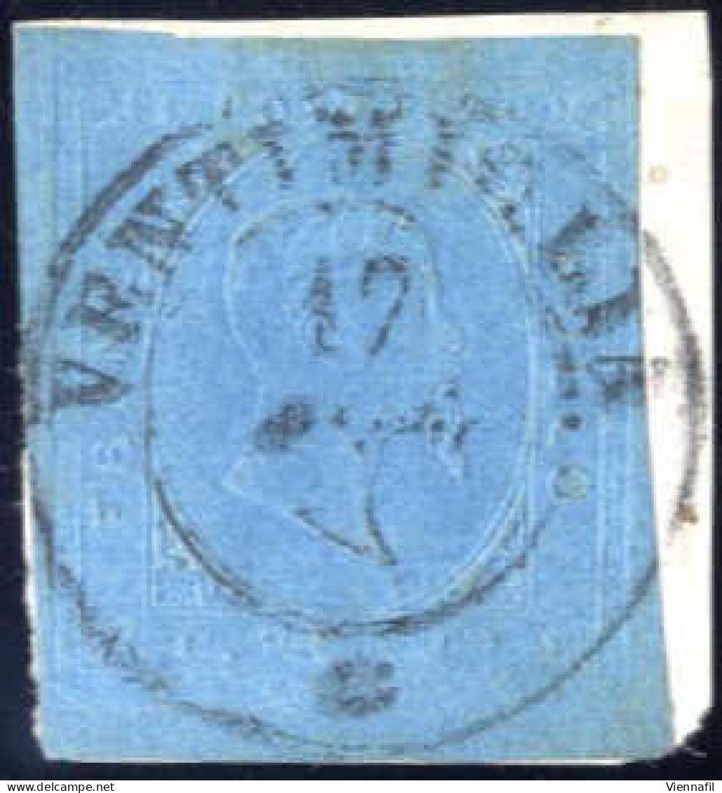 Piece "VENTIMIGLIA", II Em. 20 C. Azzurro Su Piccolo Frammento, Nitido Annullo Completo Dc Rosetta "VENTIMIGLIA, 17 ..." - Sardinia