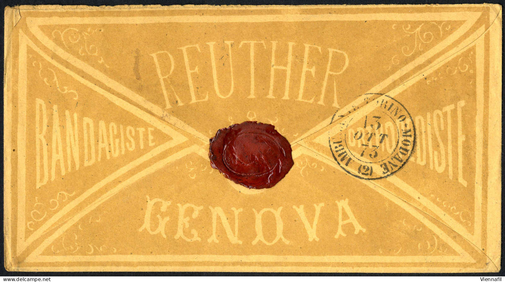 Cover 1873, Lettera (con Pubblicità Al Verso) Del 13.10.1873 Da Genova Per Parigi, Affrancata Con VE II 40 Cent. Rosso,  - Andere & Zonder Classificatie