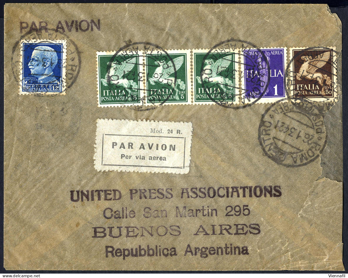 Cover 1934, Aerogramma (5 - 10 Gr.) Del 26.1.1934 Da Roma A Buenos Aires (Argentina) In Tariffa Aeropostale, Affrancato  - Other & Unclassified