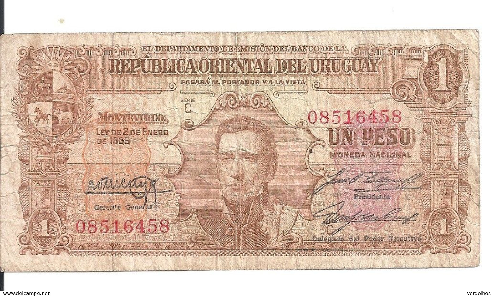 URUGUAY 1 PESO 1939 VG+ P 35 B - Uruguay
