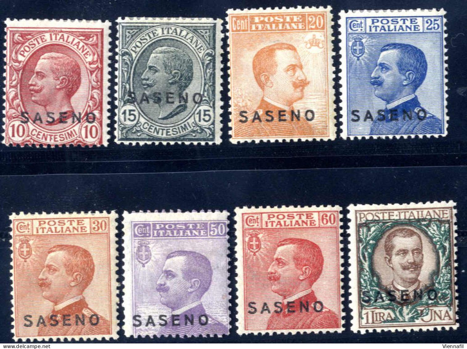 * 1923, Francobolli D'Italia Con Soprastampa "SASENO", Serie Completa Vuova Con Gomma Originale (Sass. 1-8, € 600). - Zonder Classificatie