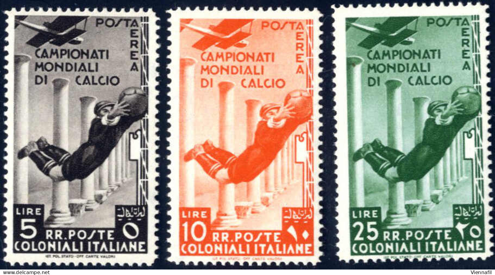 ** 1934, Campionati Mondiali Di Calcio, Serie Completa Di Posta Ordinaria E Aerea, Nuova Con Gomma Originale Integra, Fi - Emissions Générales