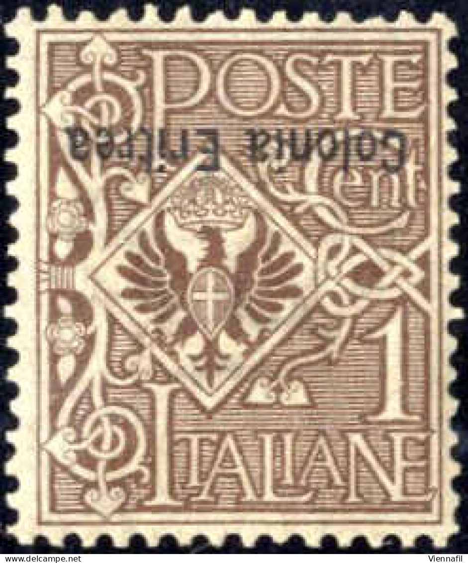 ** 1903, 1 Cent Bruno Con Soprastampa "Colonia Eritrea" Capovolta, Nuovo Con Gomma Originale Integra, Sass. 19c - Erythrée