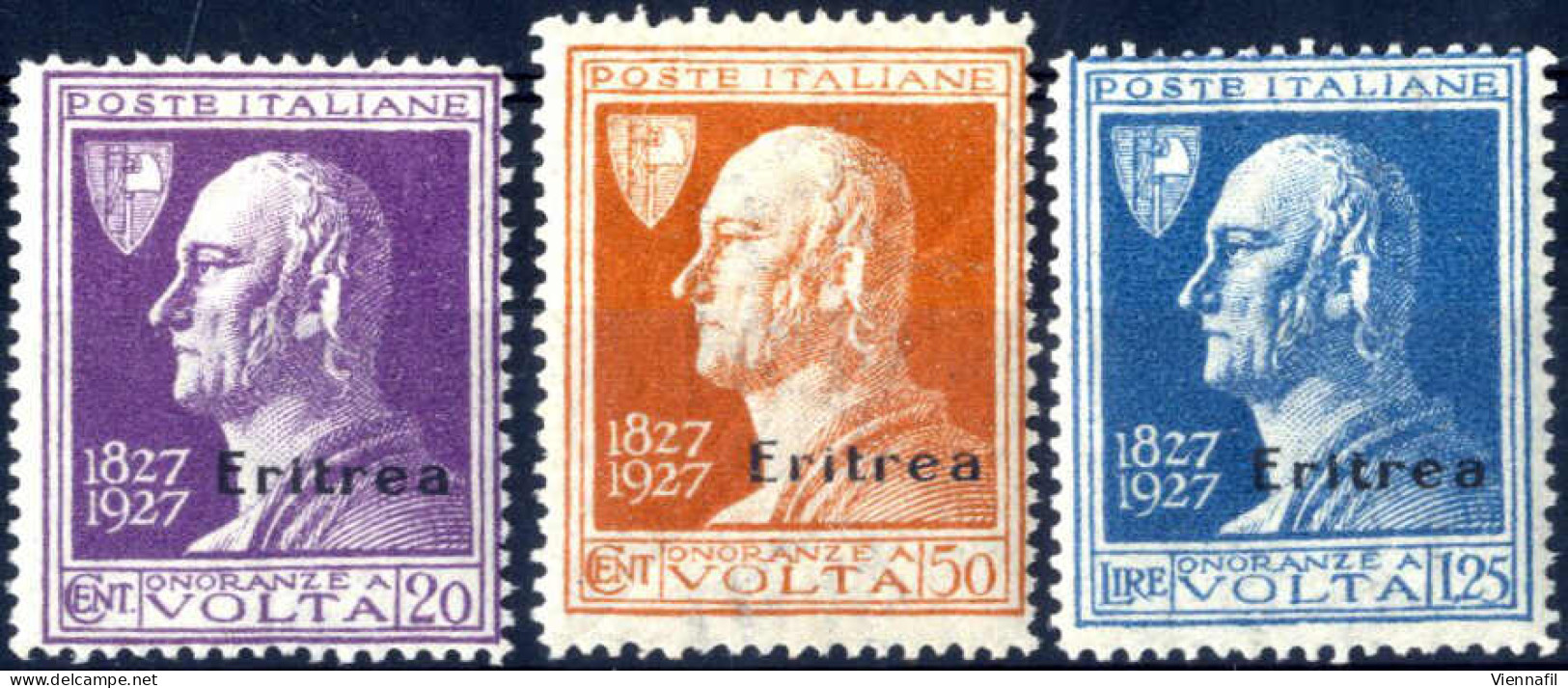 ** 1927, Soprastampati, Serie Completa Di Tre Valori Soprastampati "Eritrea", Gomma Originale Integra, Sass. 120-122 - Erythrée