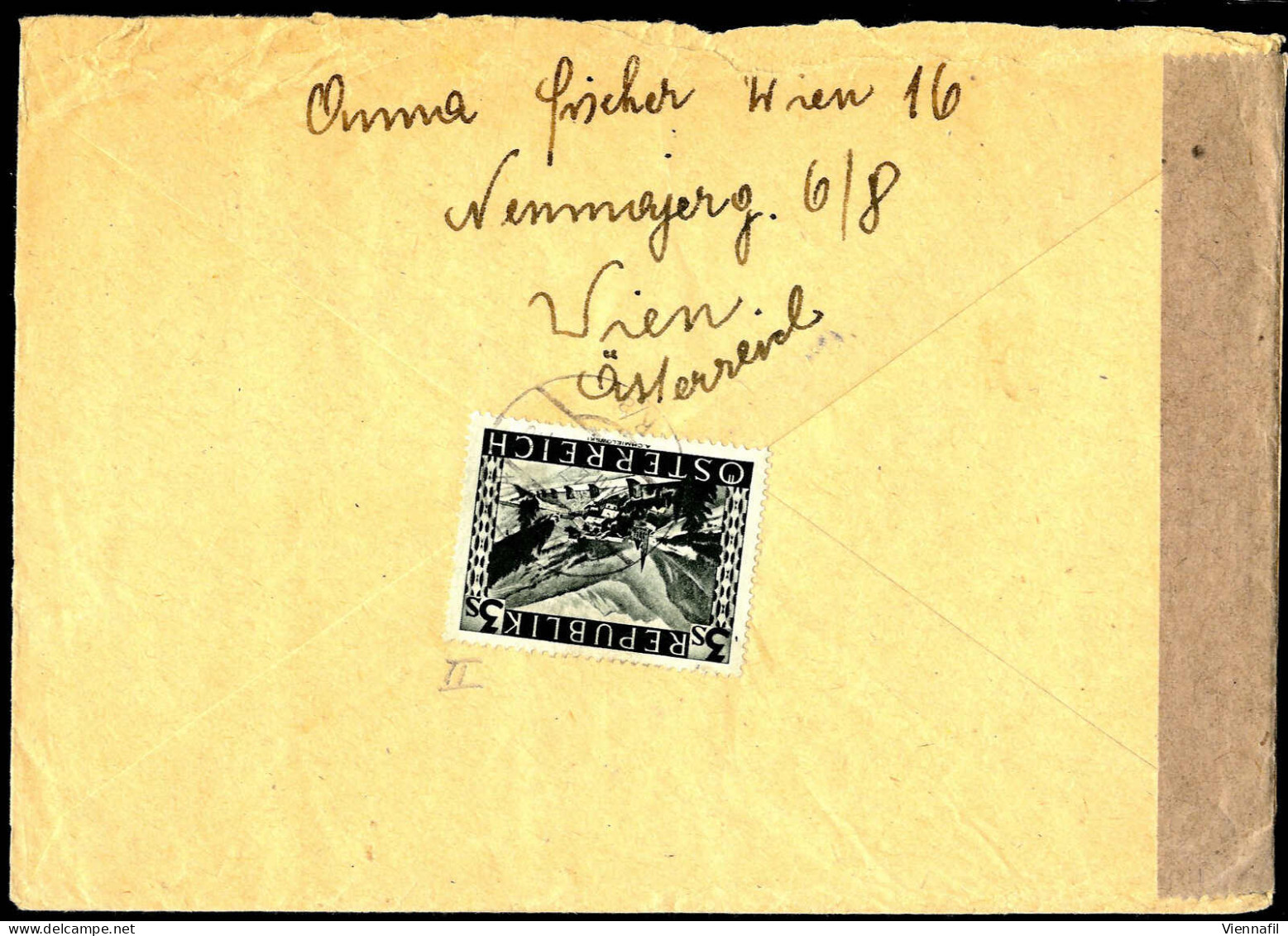 Cover 1947, Luftpostbrief Frankiert Mit Landschaft 40 + Paar 50 Gr Vorderseitig Und 3 S Rückseitig Am 13.8. Von Wien 104 - Autres & Non Classés