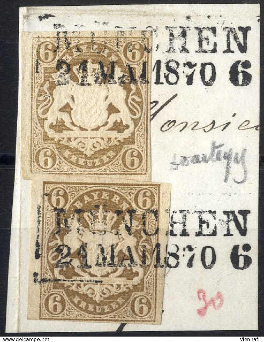 Piece 1868, Wappen, Zwei 6 Kr Ockerbraun, Ungezähnt Gestempelt Auf Briefstück, Mi. 20 - Autres & Non Classés