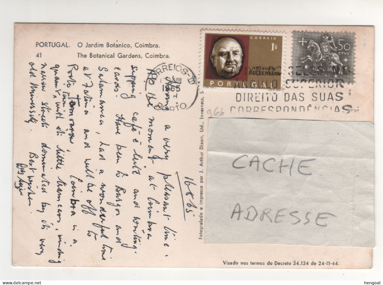 Timbre , Stamp Yvert 966  " Calouste Gulbenkian " Sur CP , Carte , Postcard Du 17/08/65 - Covers & Documents