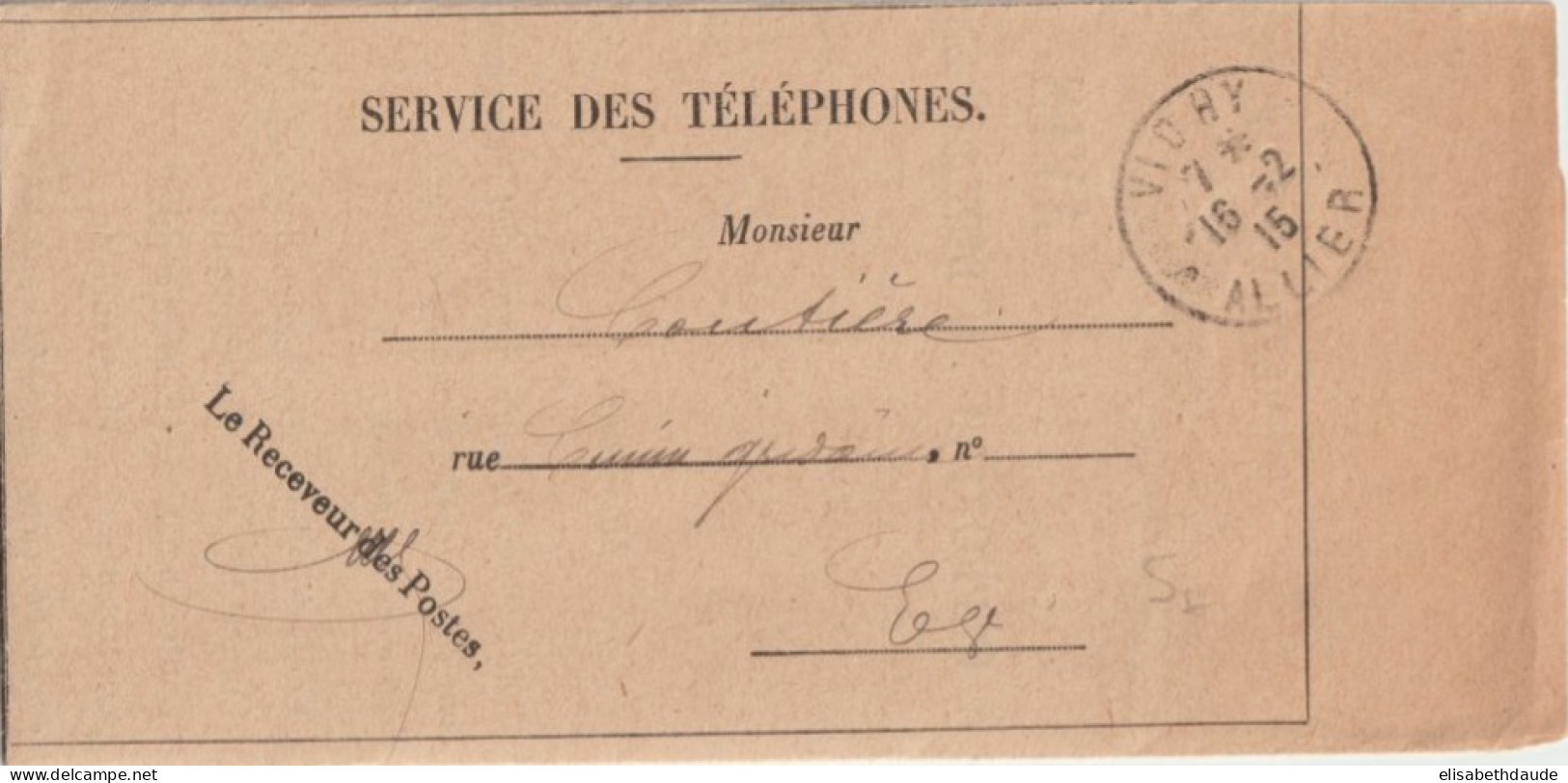 1915 - LETTRE En FRANCHISE Du SERVICE DES TELEPHONES De VICHY (ALLIER) - Civil Frank Covers