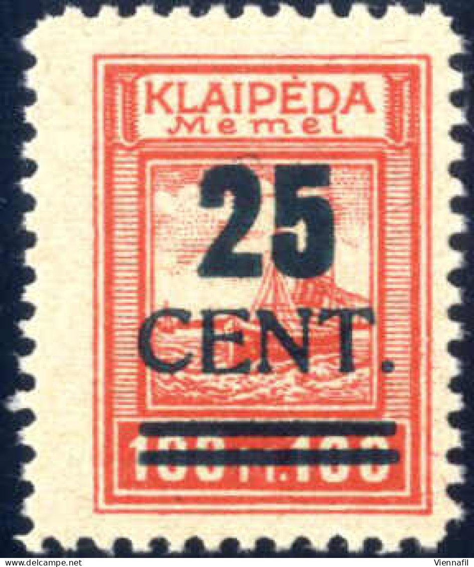 * 1923, Angliederung Des Memellandes An Litauen 25 CENT Auf 100 M Zinnoberrot, Type I, Ungebraucht Mit Fast Postfrischer - Klaipeda 1923