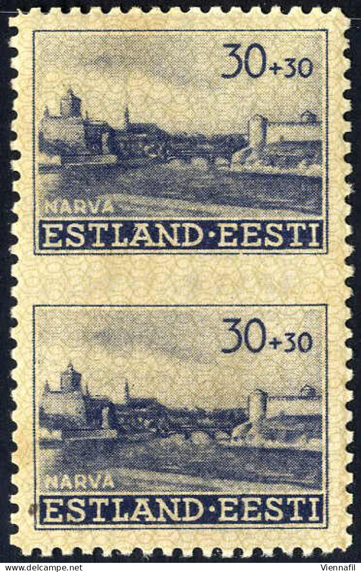 ** 1941, 30+30 (K) Indigo Graubraun, Im Senkrechten Paar Mit Mitte Ungezähnt, Postfrisch, Mi. 6 UMw - Besetzungen 1938-45