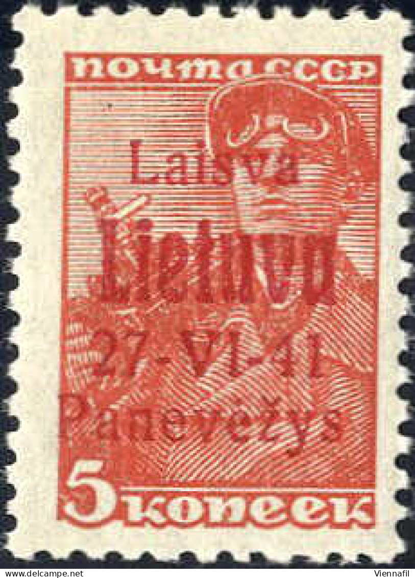 ** 1941, 5K Bräunlichrot Mit Aufdruck Karminrot, Postfrisch, Signiert Klein, Mi. 4 A / 60,- - Occupation 1938-45