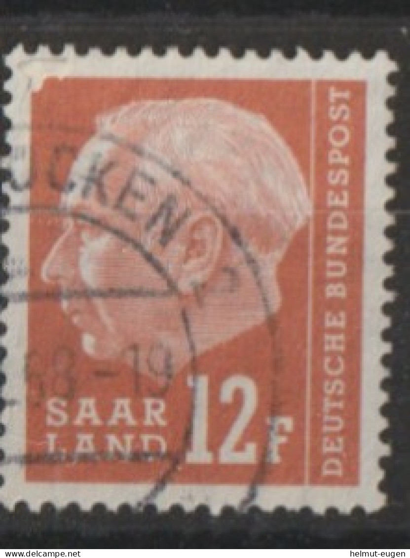 "Deutschland Saargebiet" - MiNr. 387 Deutschland Saargebiet Und Saarland 1957, 1. Jan./25. Mai. Bundespräsident Th. Heuß - Oblitérés
