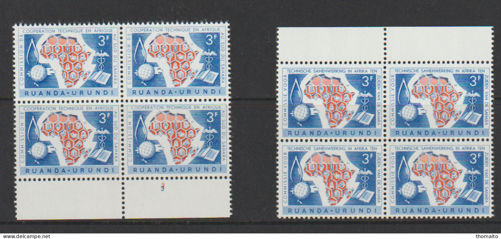Ruanda Urundi - 1960 - OBP/COB 217-218 - Blok Van/bloc De 4 - NSC/MNH/** - Unused Stamps