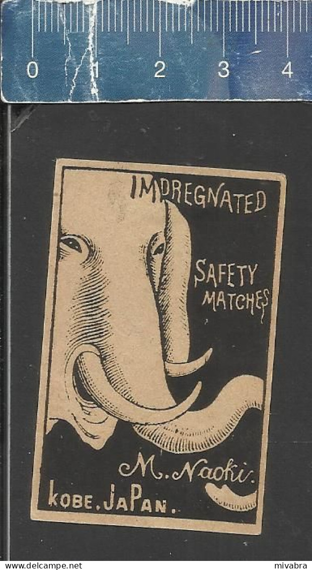 ELEPHANT HEAD (ELEFANT OLIFANT JUMBO) - OLD VINTAGE MATCHBOX LABEL MADE M. NAOKI KOBE JAPAN - Zündholzschachteletiketten