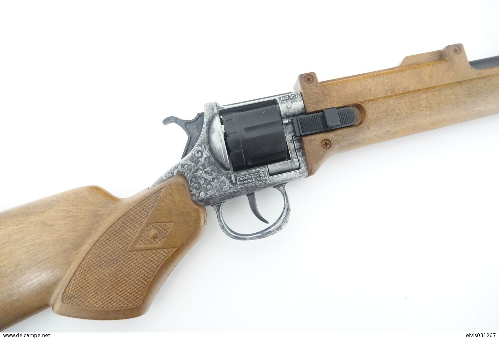 Vintage TOY GUN : MAT.0197 Rifle by edison giocattoli - L=77.5cm - 19??s - keywords : Cap - Cork - rifle - dart