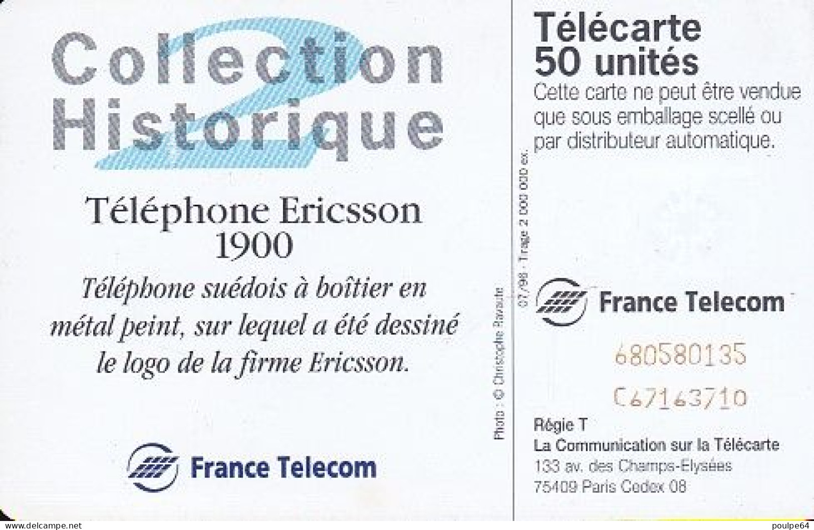 F679 07/1996 - ERICSSON - 50 SC7 - (verso : N° Deux Lignes Centrées) - 1996