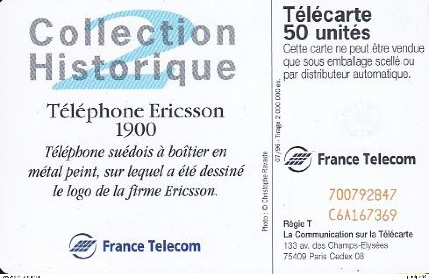 F679 07/1996 - ERICSSON - 50 SC7 - (verso : N° Deux Lignes C+6+A+ 6 Chiffres Vers Le Bas) - 1996