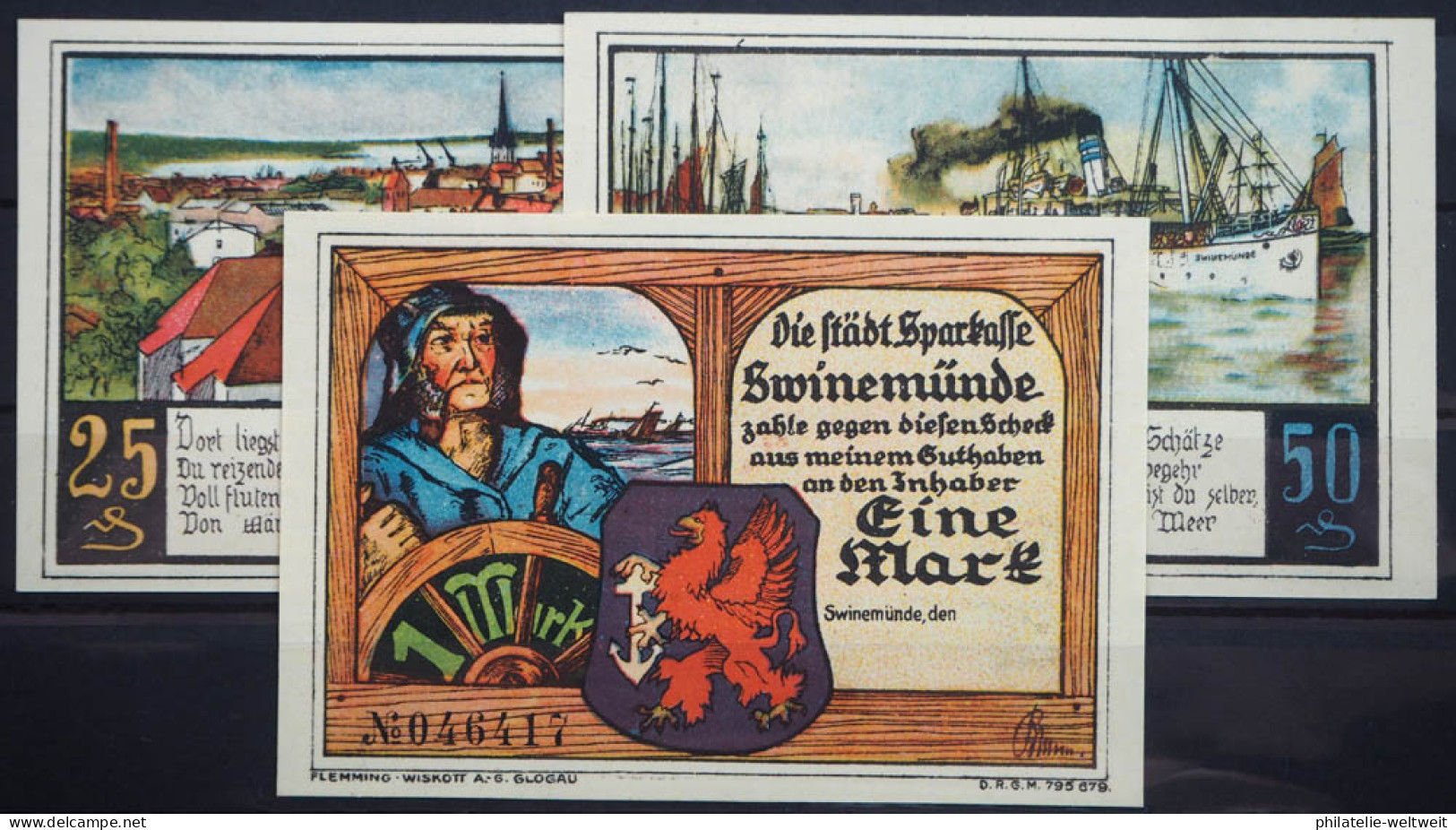 "SWINEMÜNDE", Drei Verschiedene Notgeldscheine Um 1920 - Monetary/Of Necessity