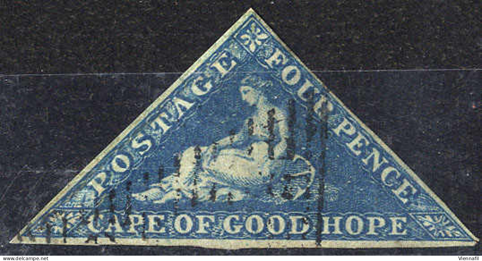 O 1853, Allegorie Der Hoffnung, 4 P Dunkelblau Auf Stark Geblautem Papier, Mi. 2 I W A - Cabo De Buena Esperanza (1853-1904)