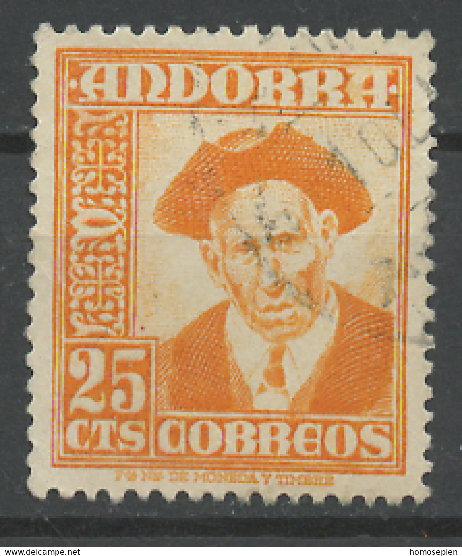 Andorre Espagnol - Andorra 1948-53 Y&T N°44 - Michel N°55 (o) - 25c Viguier - Usados