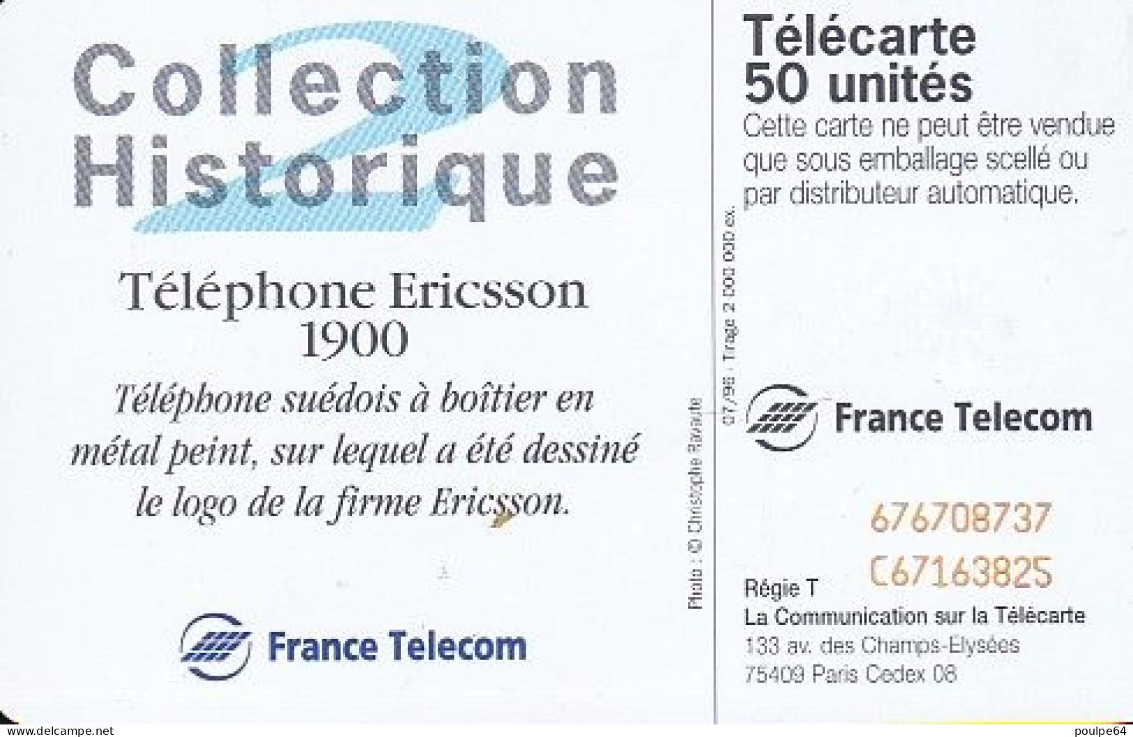 F679 07/1996 - ERICSSON - 50 SC7 - (verso : N° Deux Lignes C+8 Chiffres Vers Le Bas) - 1996