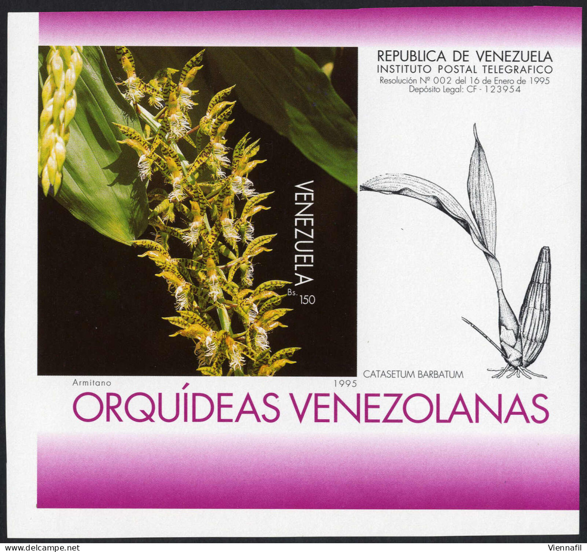 ** 1995, "Orchideen", Kleinbogen Und Block Ungezähnt, Postfrisch, Mi. 2885-Bl 46 U - Venezuela