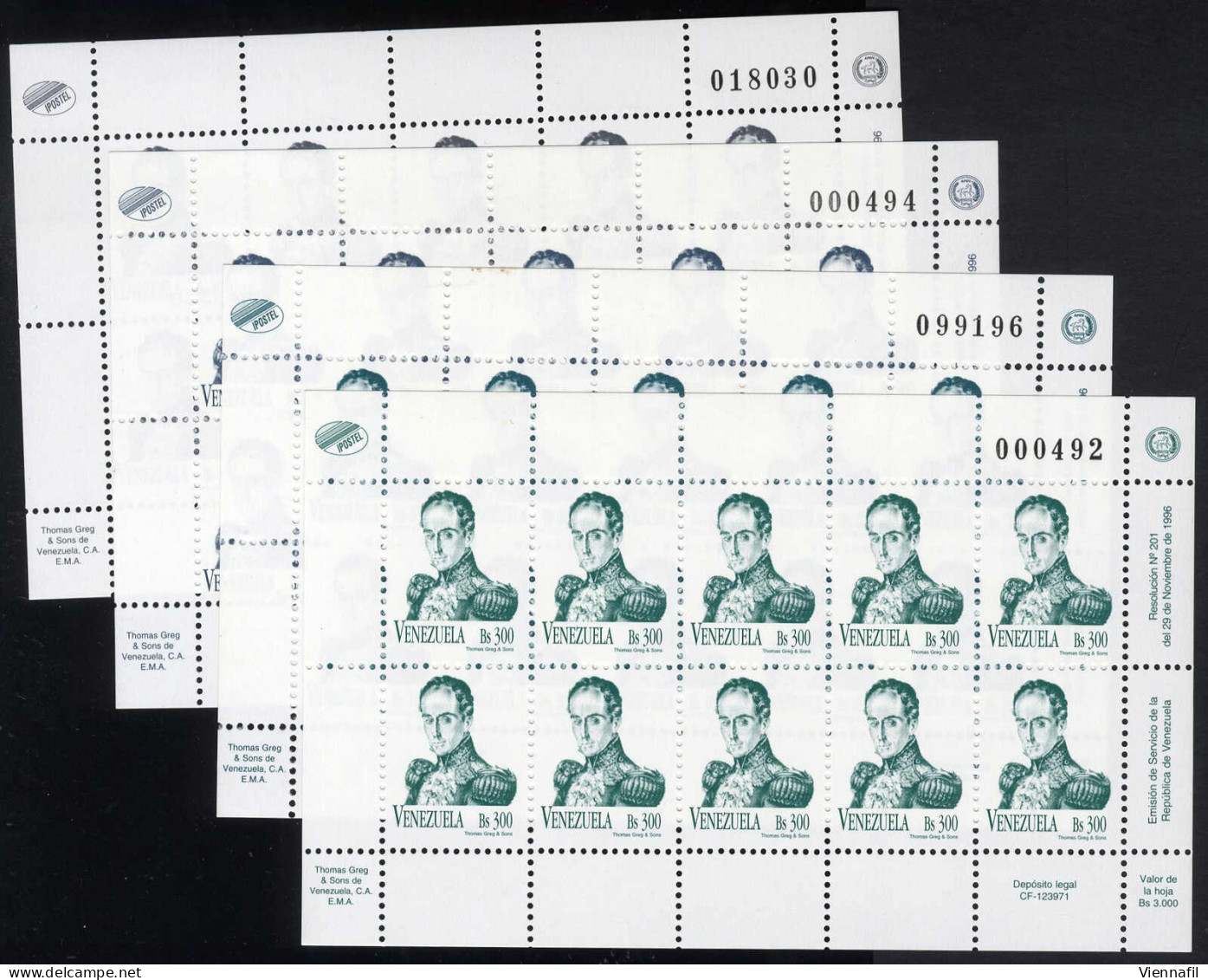 ** 1997, "Simon Bolivar", Komplette Serie 15 Werte In Kleinbögen, Postfrisch, Mi. 3059-3073 / 700,- - Venezuela