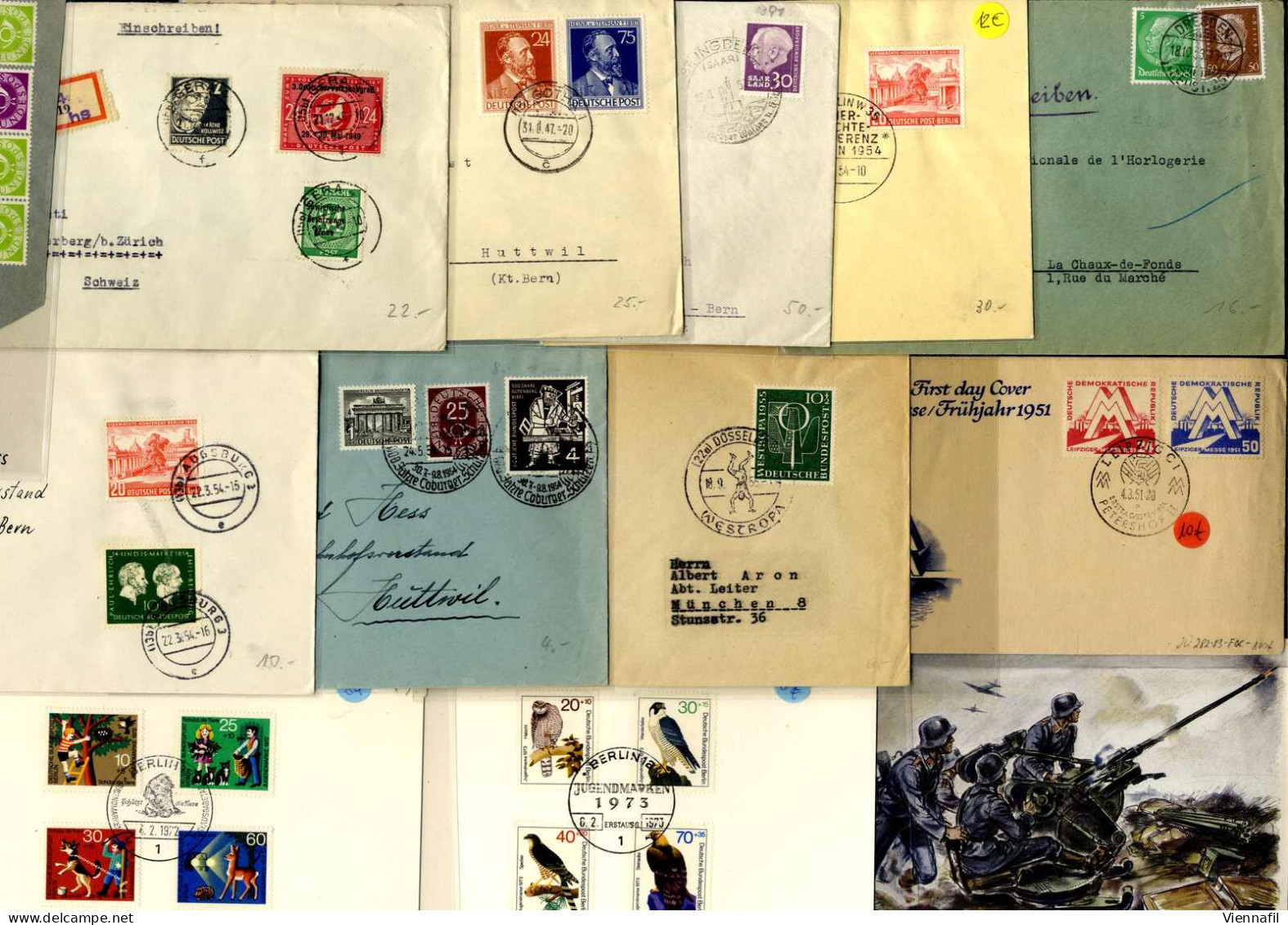 Cover 1946/60 Ca, Lot Mit Ca 50 Briefen/FDC DDR, BRD, Zonen, Dabei Viele Gelaufene Briefe Von Berlin, Abbildungen Siehe  - Sammlungen