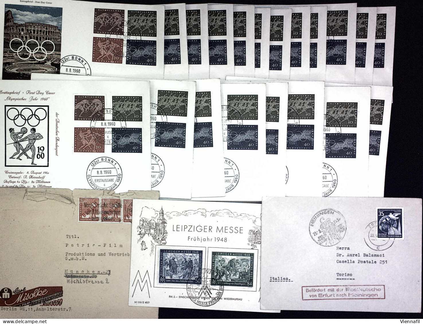Cover 1946/60 Ca, Lot Mit Ca 50 Briefen/FDC DDR, BRD, Zonen, Dabei Viele Gelaufene Briefe Von Berlin, Abbildungen Siehe  - Collections