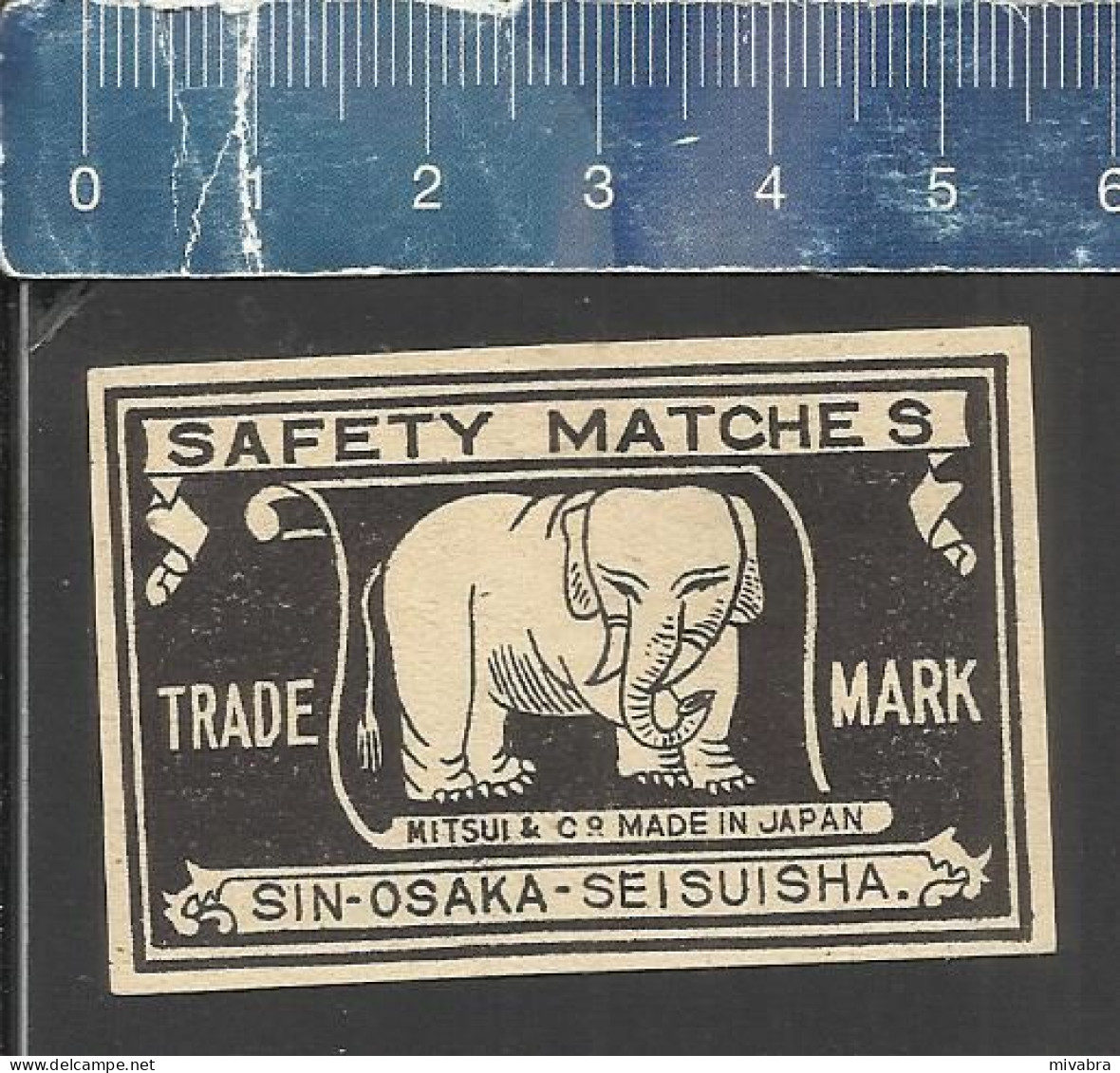 ELEPHANT (ELEFANT OLIFANT JUMBO) - OLD VINTAGE MATCHBOX LABEL MITSUI & C° MADE IN JAPAN - SI-OSAKA - SEISUISHA - Zündholzschachteletiketten