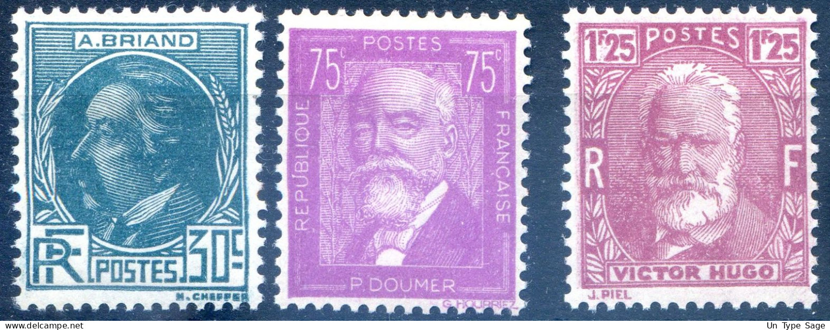 France N°291 à 293, Neuf* - (F285) - Unused Stamps