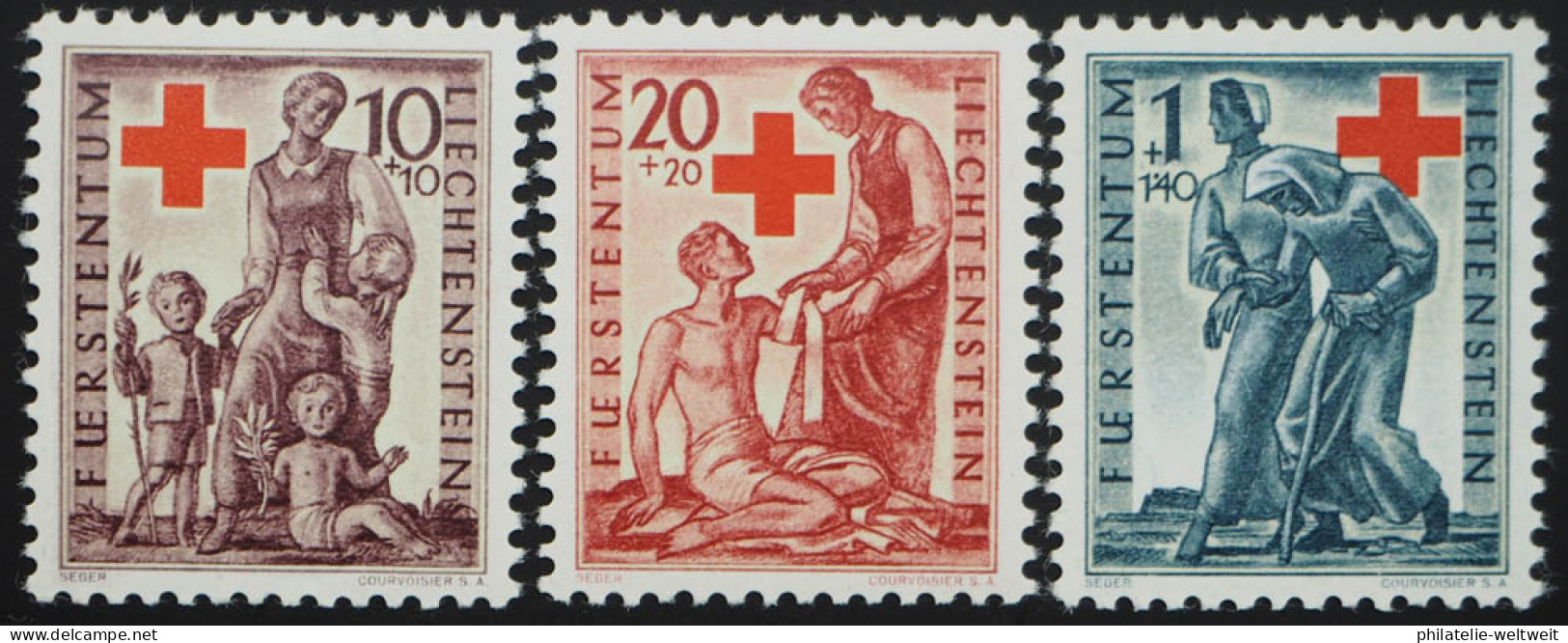 1945 Liechtenstein; Serie Gründung Rotes Kreuz, **/MNH, MiNr. 244/46, ME 17,- - Autres & Non Classés