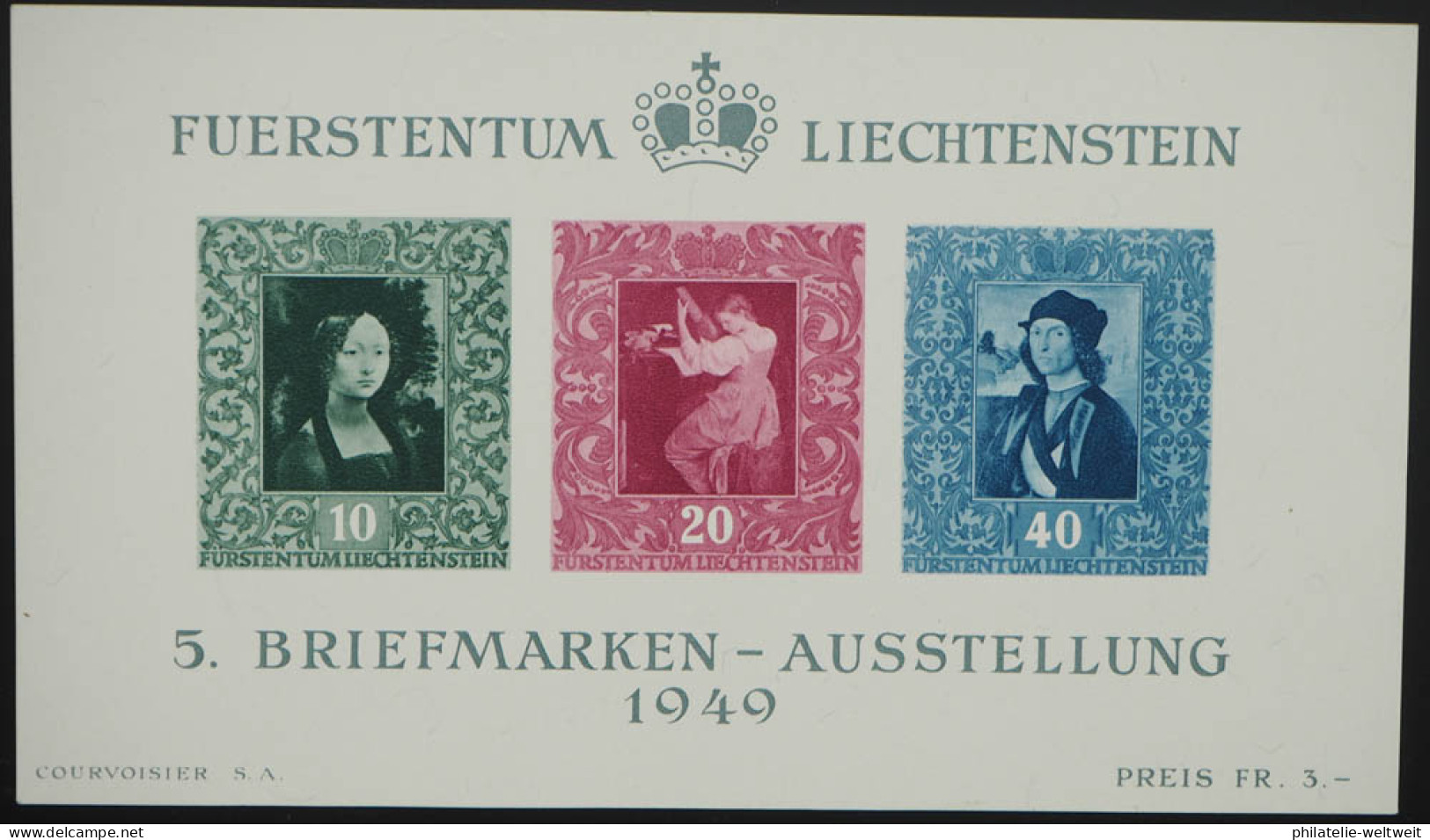 1949 Liechtenstein; Block Bfm.-Ausstellung, Postfrisch/MNH, Bl. 5, ME 170,- - Sonstige & Ohne Zuordnung