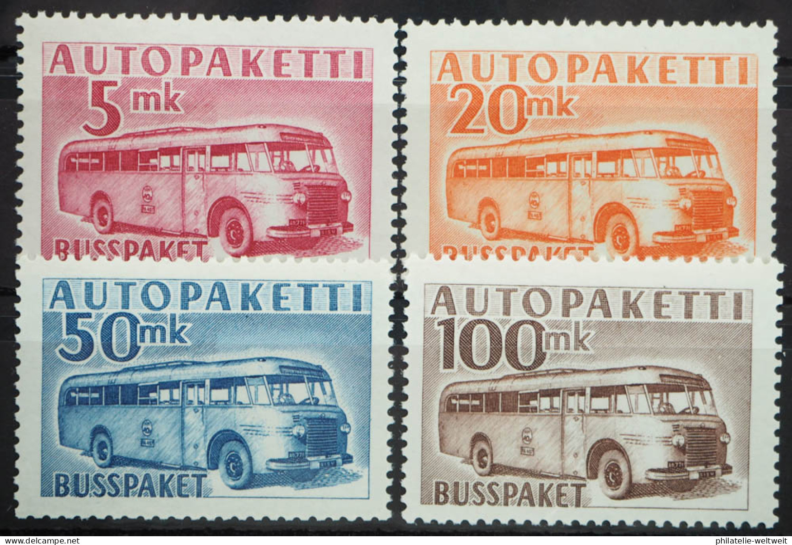1952 Finnland; Serie Paketmarken Autobus, Postfrisch/MNH, MiNr. 6/9, ME 70,- - Sonstige & Ohne Zuordnung