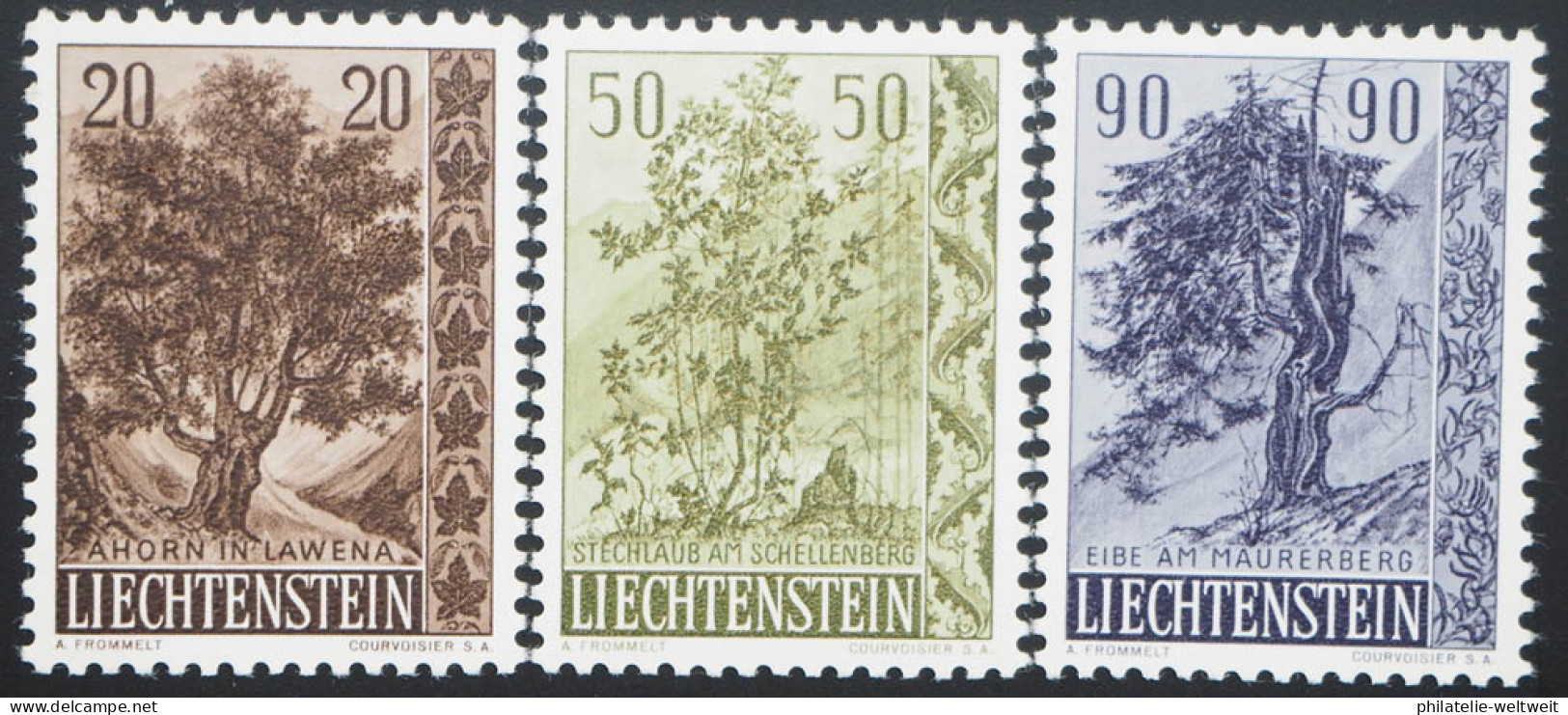 1958 Liechtenstein; Serien Bäume Und Sträucher (II), **/MNH, MiNr. 371/73, ME 30 - Other & Unclassified