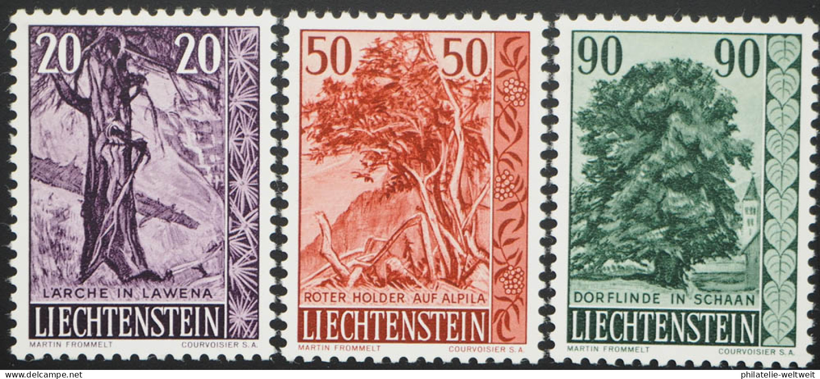 1959 Liechtenstein; Serie Bäume Und Sträucher (III), **/MNH, MiNr. 377/79, ME 25 - Sonstige & Ohne Zuordnung