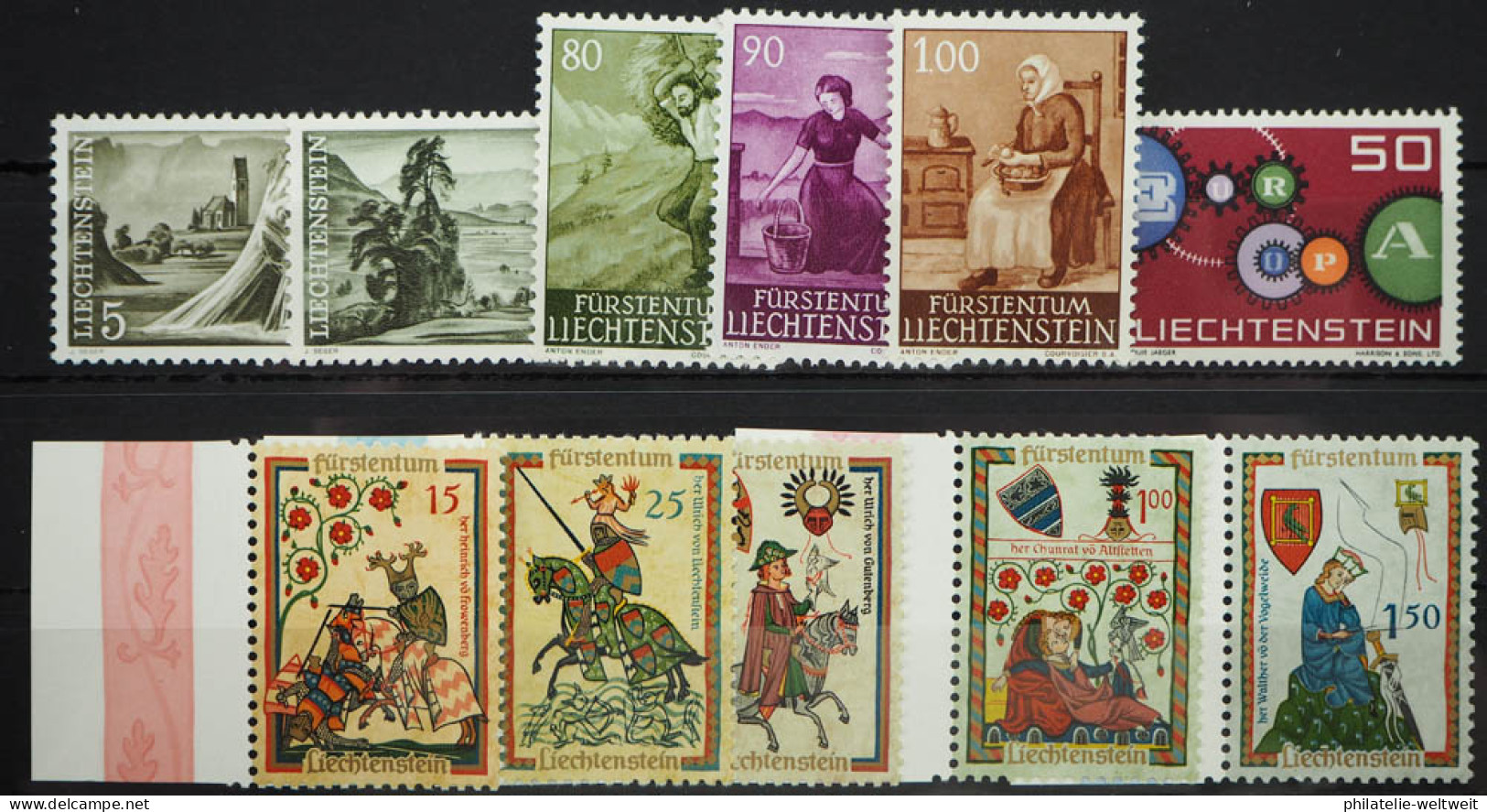 1961 Liechtenstein; Jahrgang In Den Hauptnummern Komplett, **/MNH, ME 17,- - Sonstige & Ohne Zuordnung