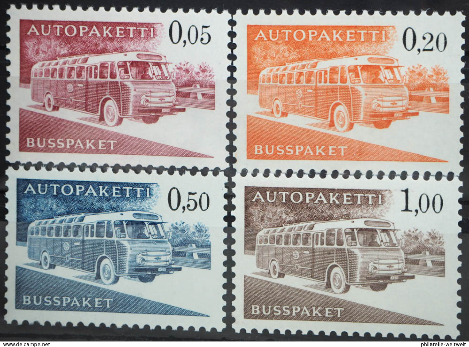 1963 Finnland; Auto-Paketmarken Bus, Normales Papier, **, MiNr. 10/13 X, ME 32,- - Altri & Non Classificati