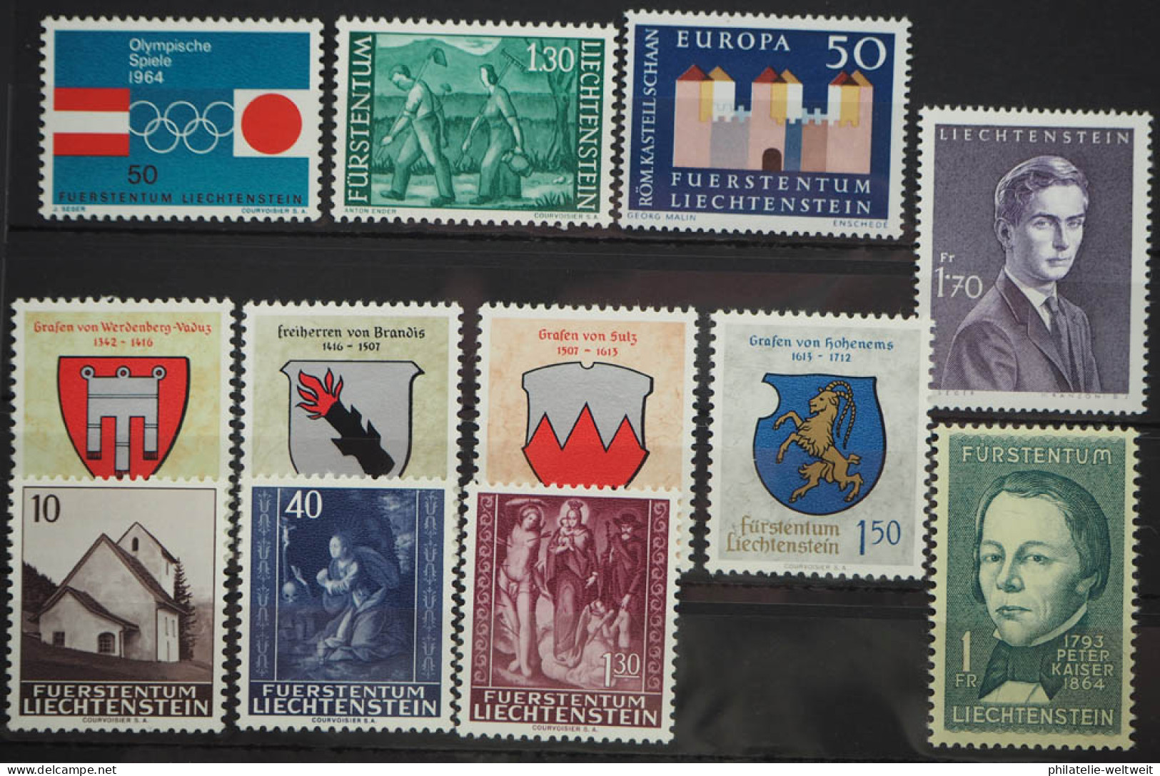 1964 Liechtenstein; Jahrgang In Den Hauptnummern Komplett, **/MNH, ME 15,- - Sonstige & Ohne Zuordnung