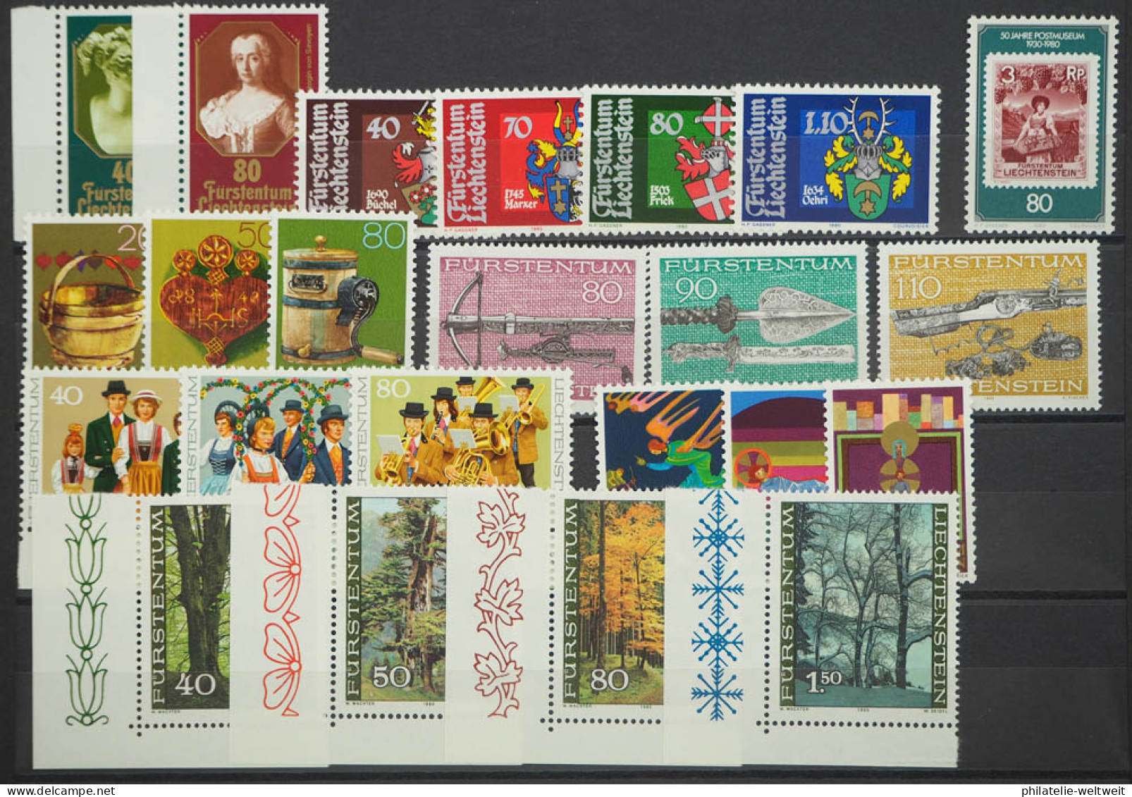 1980 Liechtenstein; Jahrgang In Den HN Komplett, Postfrisch/MNH, ME 27,- - Sonstige & Ohne Zuordnung