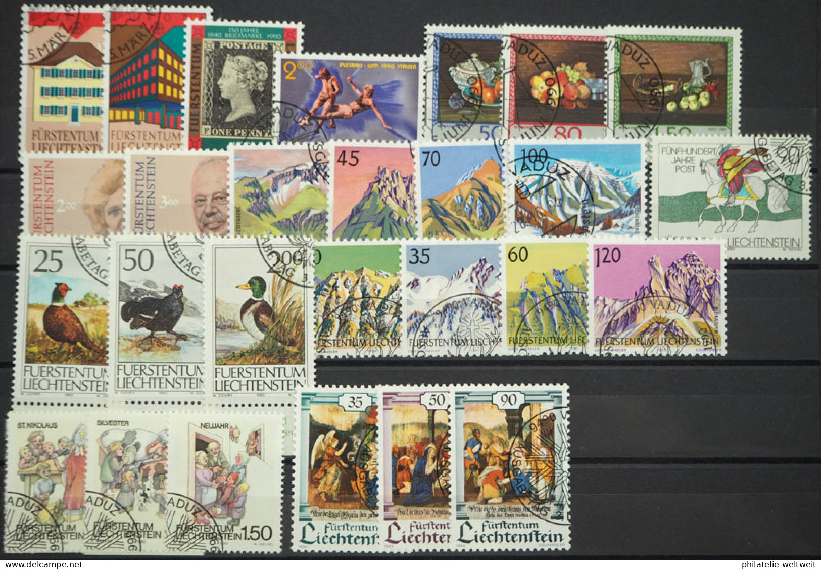 1990 Liechtenstein; Jahrgang In Den HN Komplett, Gestempelt, ME 43,- - Sonstige & Ohne Zuordnung