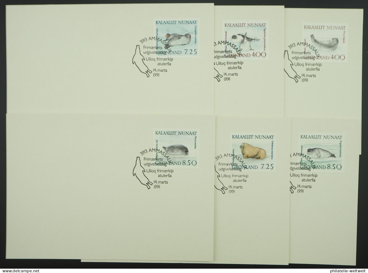 1991 Grönland; Serie Robben Auf FDCs, MiNr. 211/16, ME 15,- - Andere & Zonder Classificatie