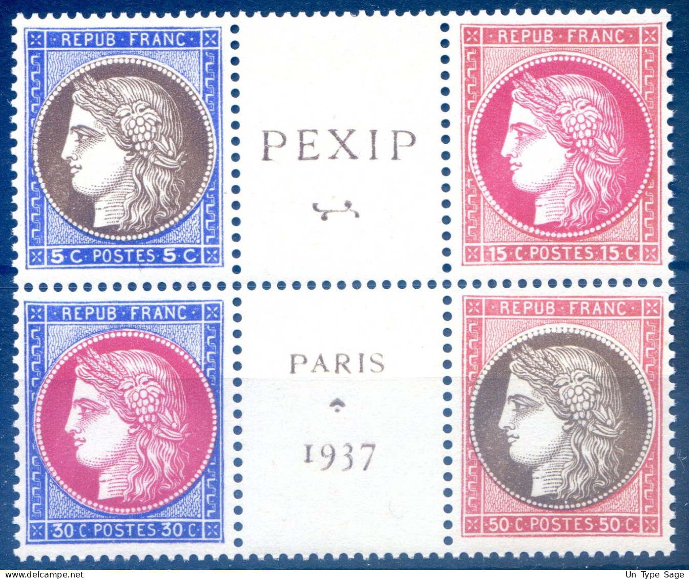 France N°348 à 351, Bloc Central Neuf** (MNH) - Cote 450€ - (F289) - Unused Stamps