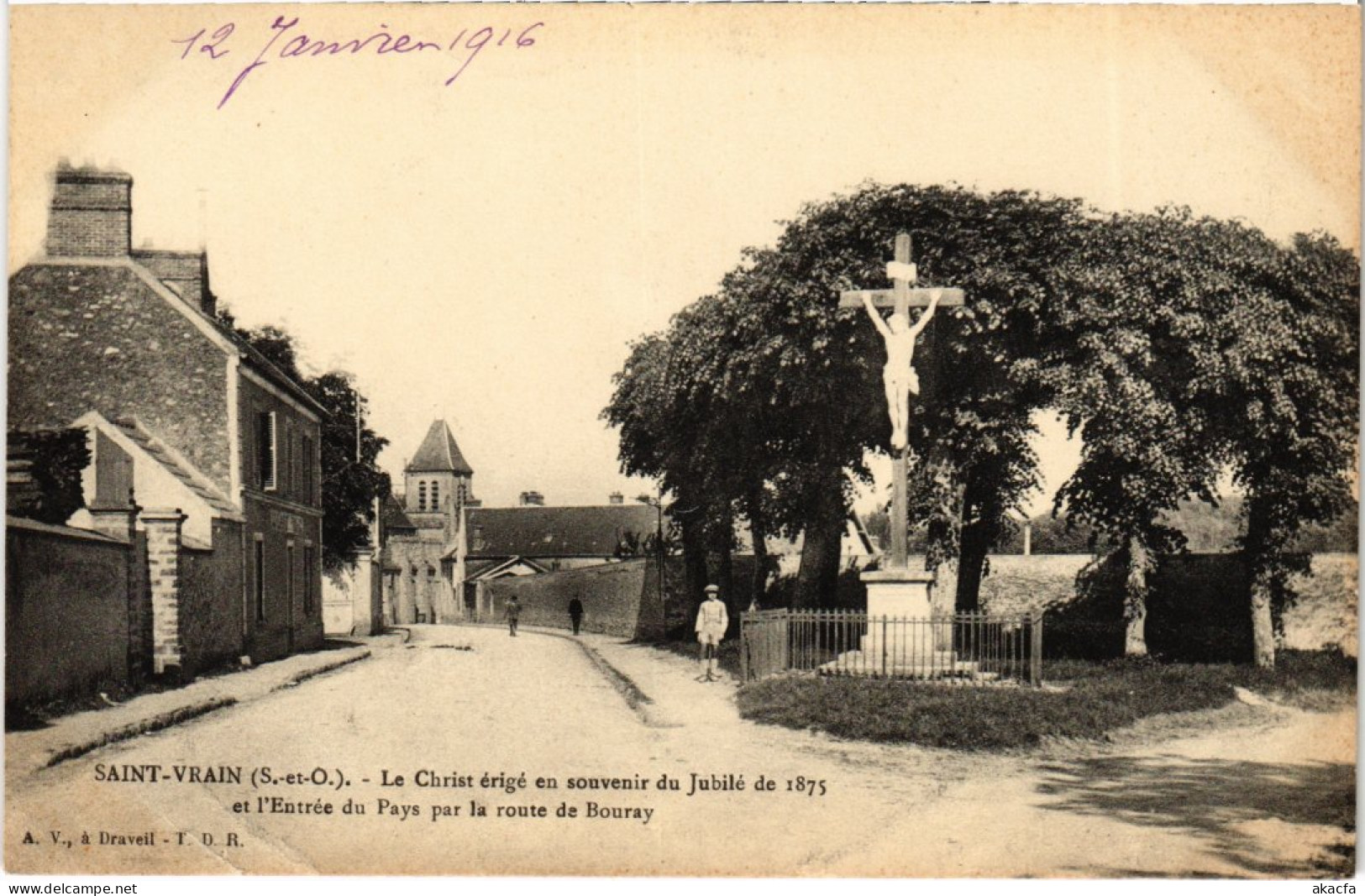 CPA Saint-Vrain Le Christ Erige En Souvenir Du Jubile De 1875 FRANCE (1370643) - Saint Vrain