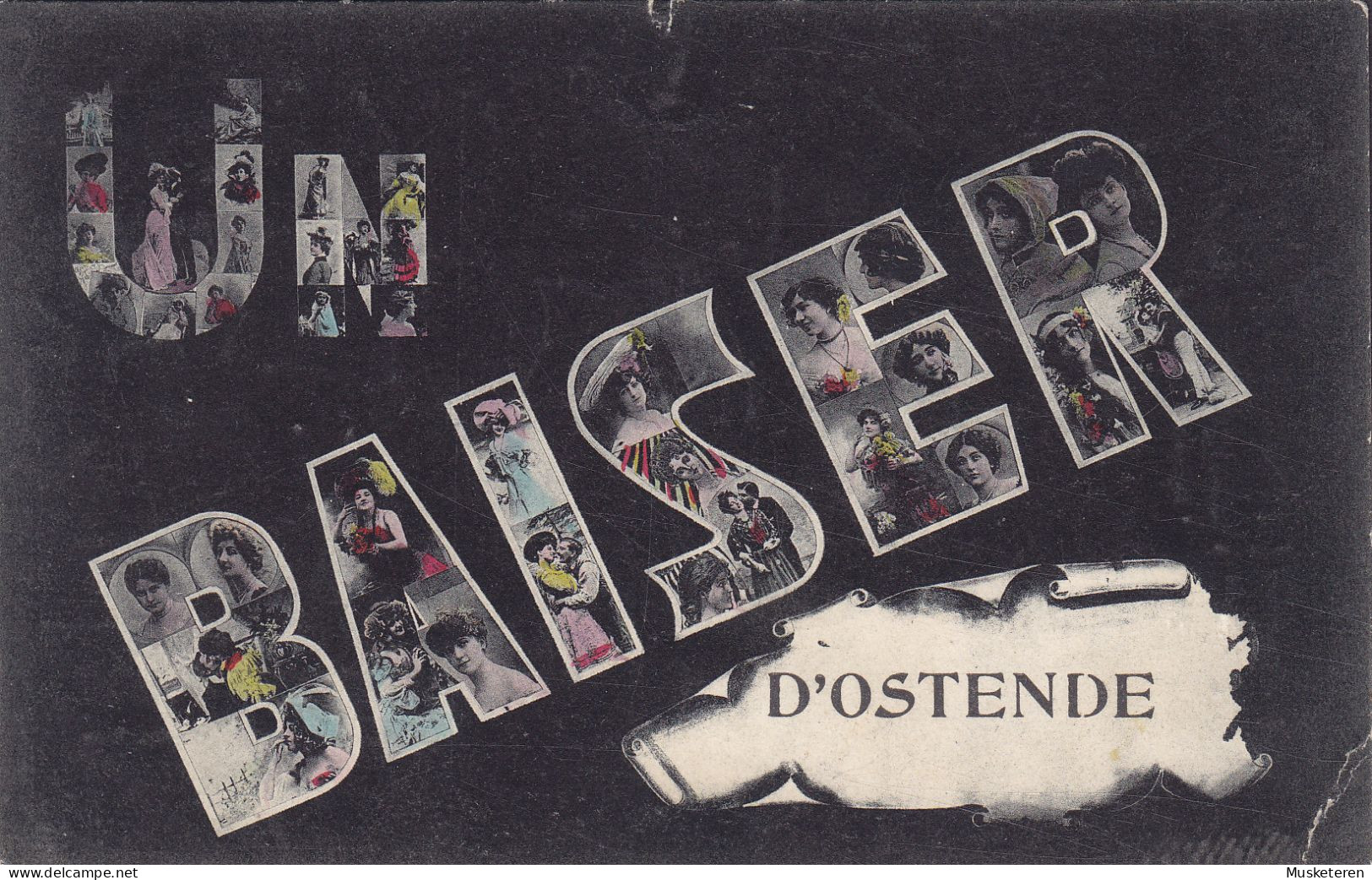 Belgium CPA Un Baiser D'Ostende OSTENDE 1905 LONDON England 1d. I.S. I. Postage Due TAXE Cancel T-Cds. (2 Scans) - Tasse
